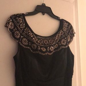 Gold Beaded Dress gathered at waist